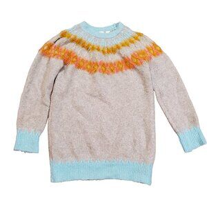 Anthropologie Sleeping On Snow Womens Fair Isle Tunic Sweater Alpaca Wool XS